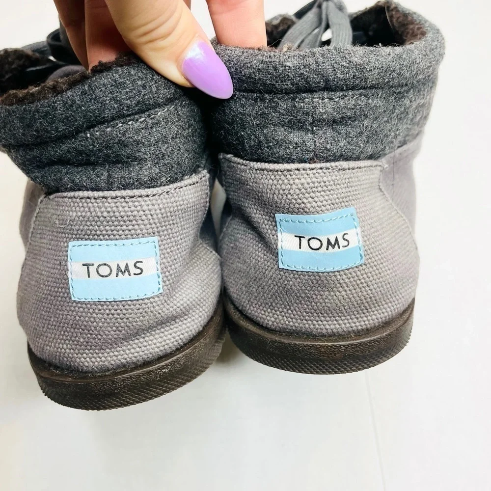 Toms Botas Highlands Mens Grey Wool Ridge Sherpa Lined Chukka Boots Size 12